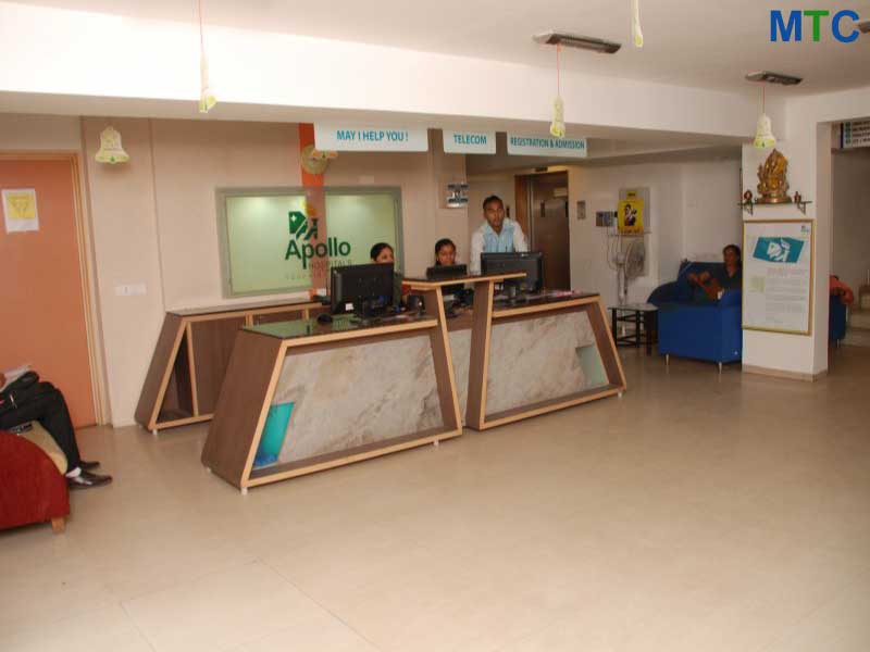 Reception area in Apollo Hospital Ahmedabad