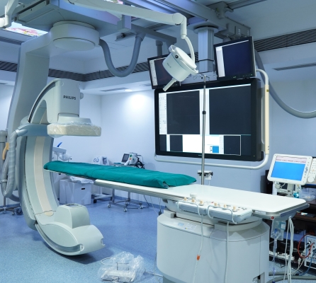 An interventional x ray machine at Nanavati Max hospital showing the entire unit.