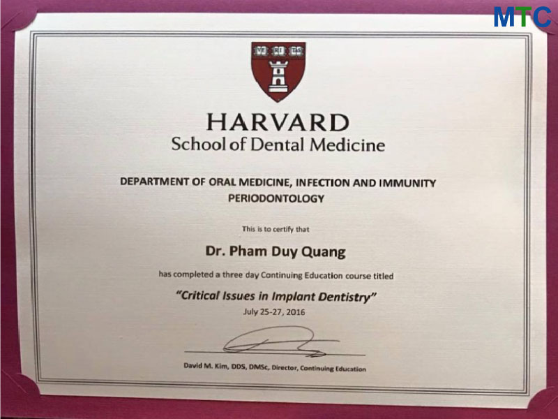 Hanoi dentist certificate