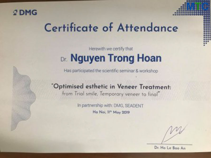 Hanoi dentist certificate