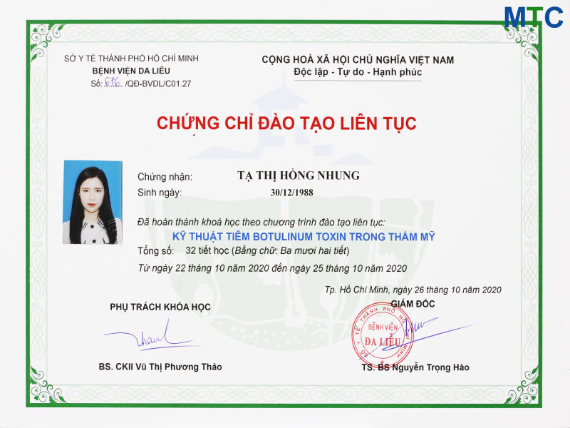 Hanoi dentist certificate