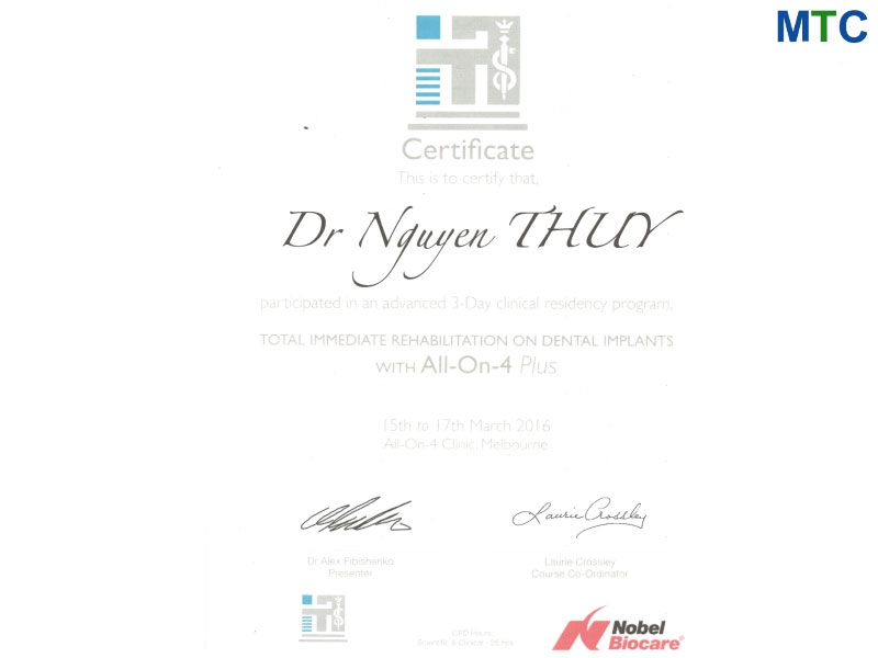 Ho Chi Minh City dentist certificate