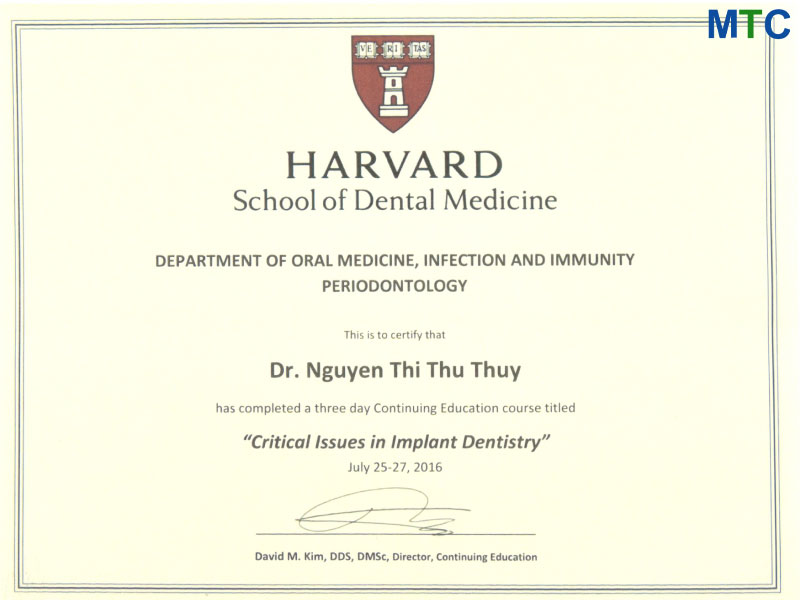 Ho Chi Minh City dentist certificate