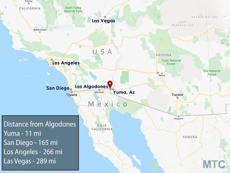 Los Algodones From Major US Cites