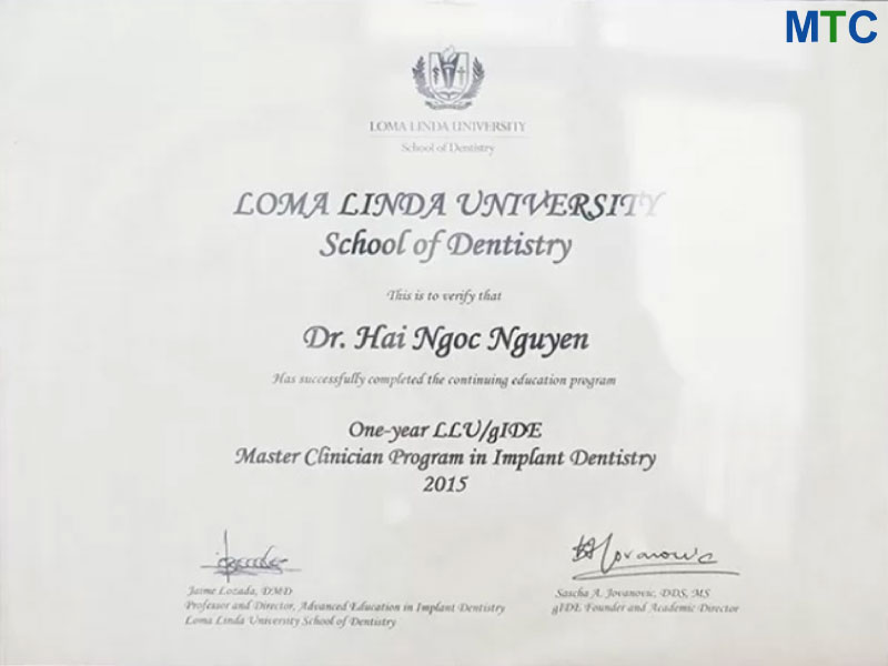 Ho Chi Minh City dentist certificate