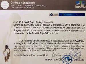 Dr. Gilberto Gonzalez Certificate