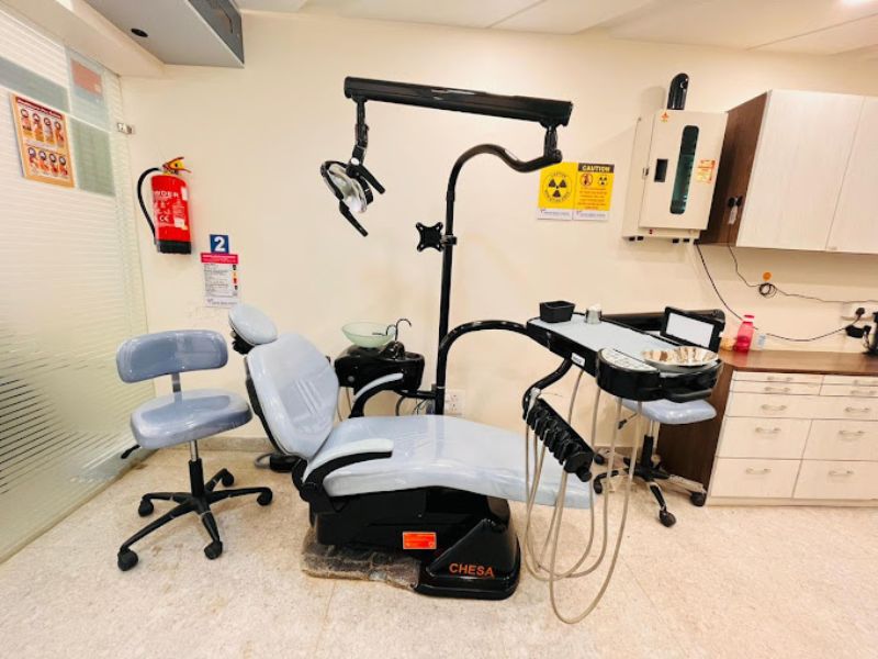 a dentist's room with the dental equipments at a dental clinic