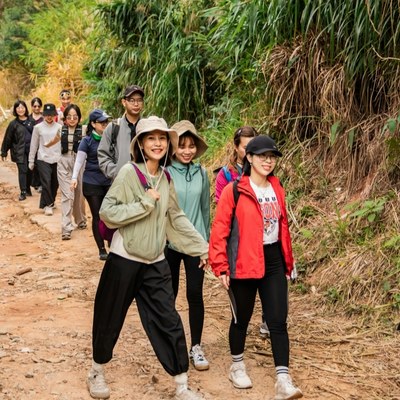 Group hike in the Lam dong province of Vietnam