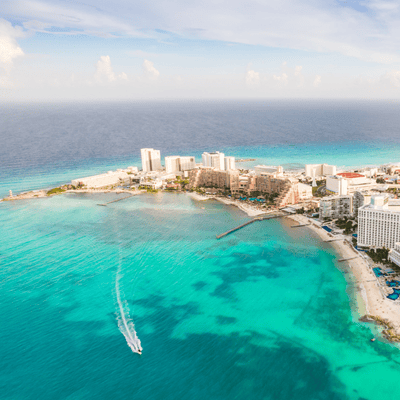 Aerial View of Cancun Beach