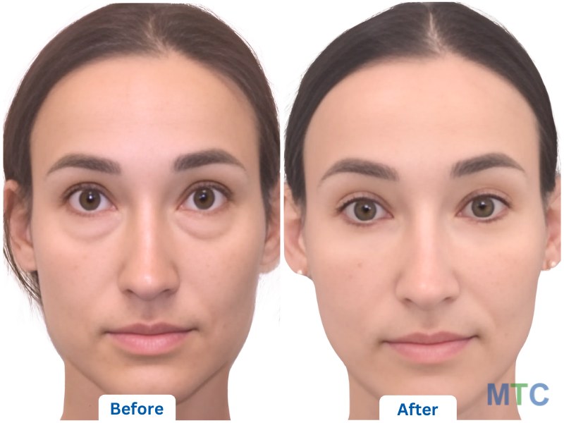 Before and after image of lower eyelid surgery in KCM Clinic, Poland