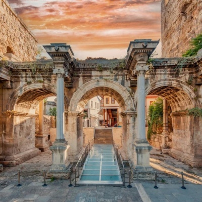 The Hadrians Gate view in Antalya City of Turkey