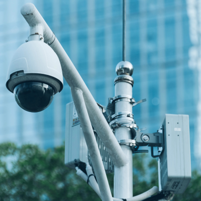 City safety surveillance with camera on streets 