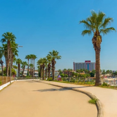 The promenade on the Lara beach in Antalya.