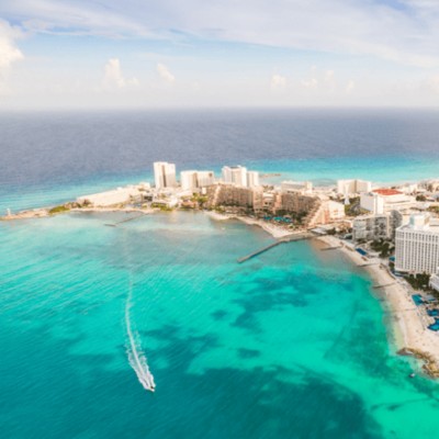 Aerial View of Cancun Beach