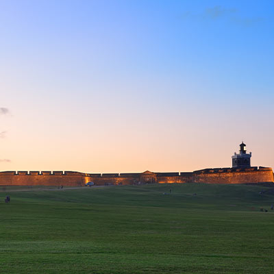 Vista del atardecer en el Castillo de San